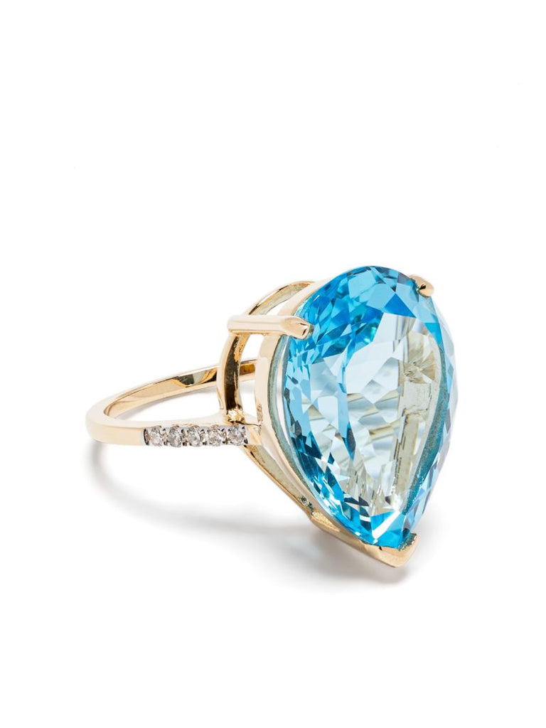 14k Yellow Gold Topaz and Diamond Ring