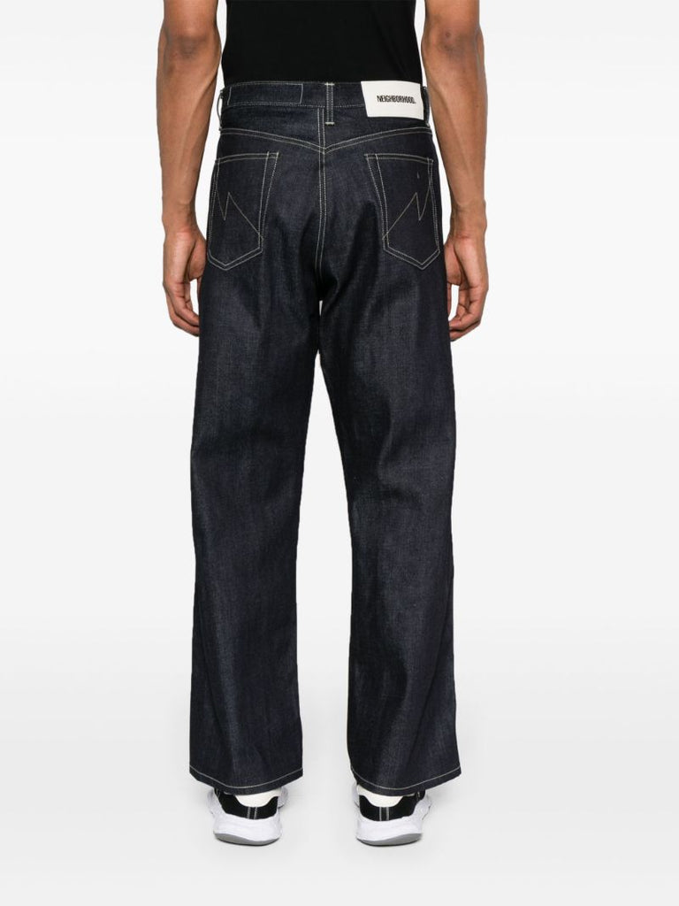 Blue Low-rise Wide-leg Jeans