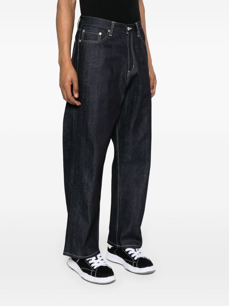 Blue Low-rise Wide-leg Jeans
