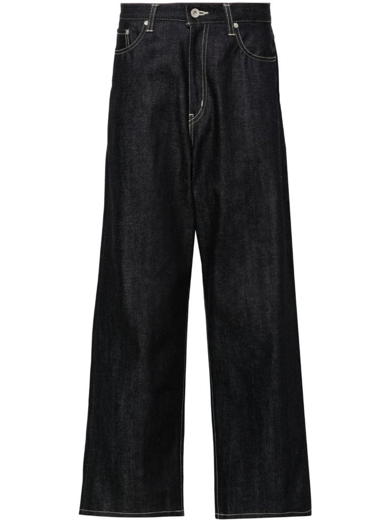 Blue Low-rise Wide-leg Jeans