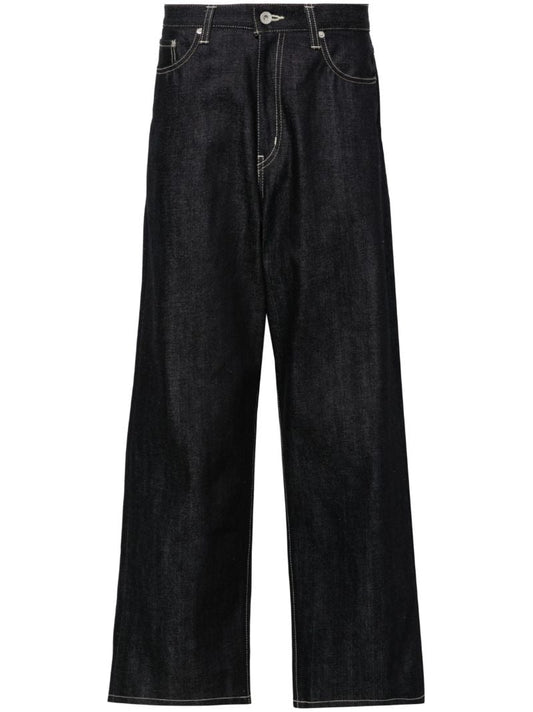 Blue Low-rise Wide-leg Jeans