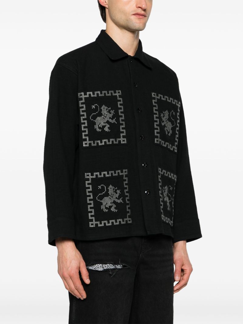 Black Embroidered Long-sleeve Shirt