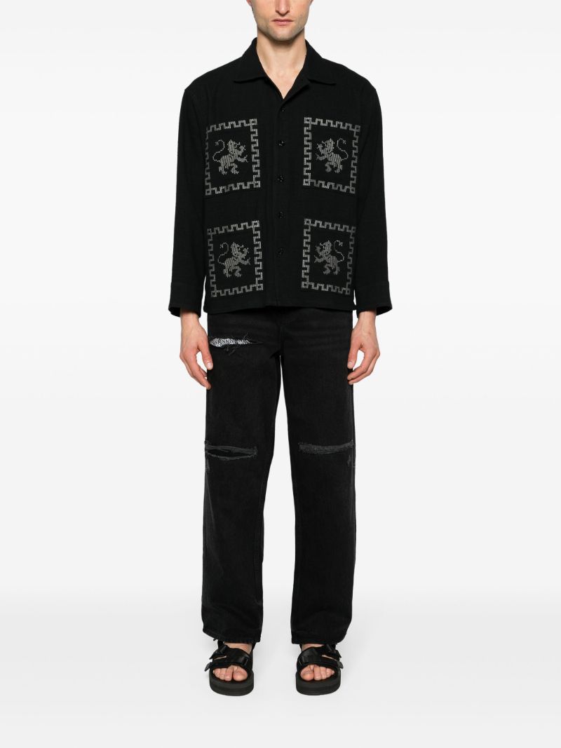 Black Embroidered Long-sleeve Shirt