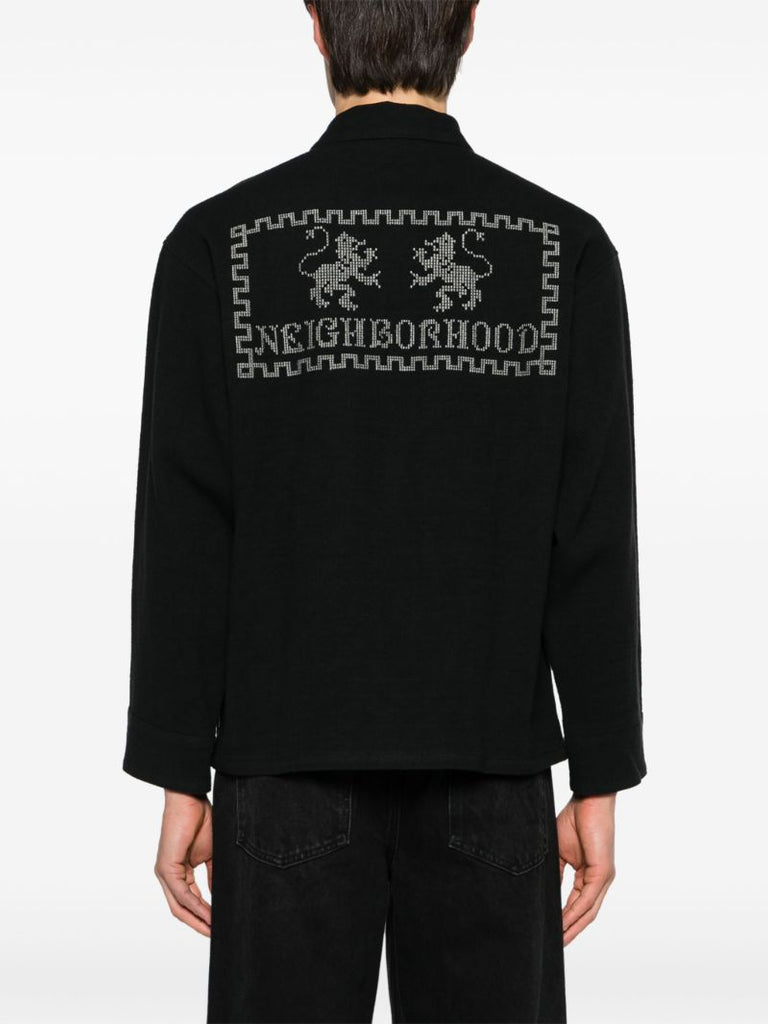 Black Embroidered Long-sleeve Shirt