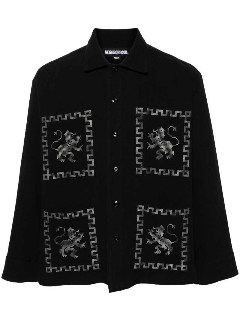 Black Embroidered Long-sleeve Shirt
