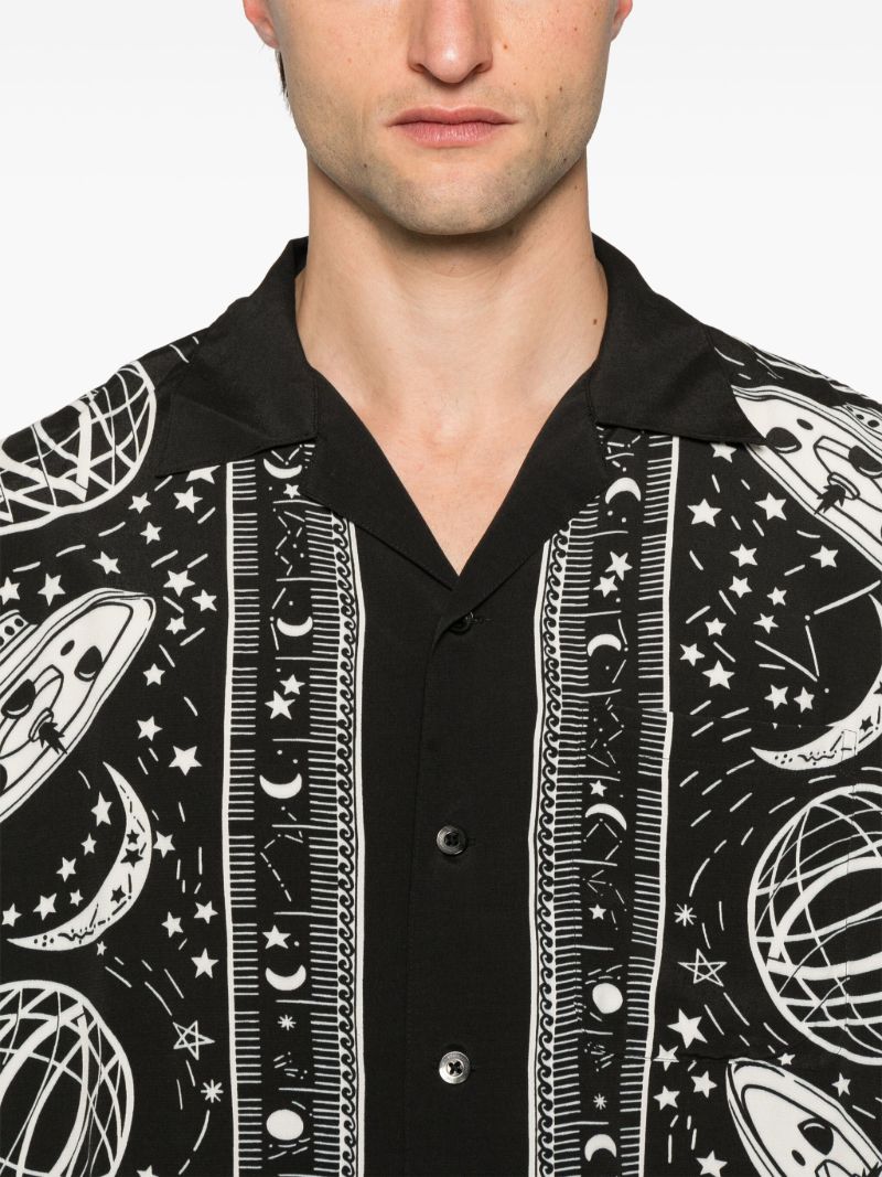 Black Cosmic-print Shirt