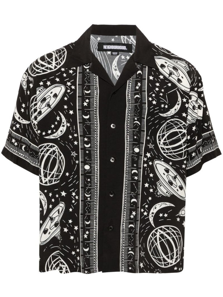 Black Cosmic-print Shirt