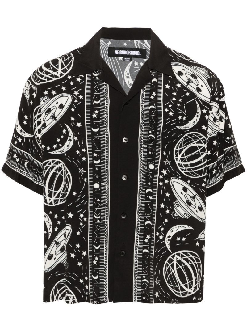 Black Cosmic-print Shirt