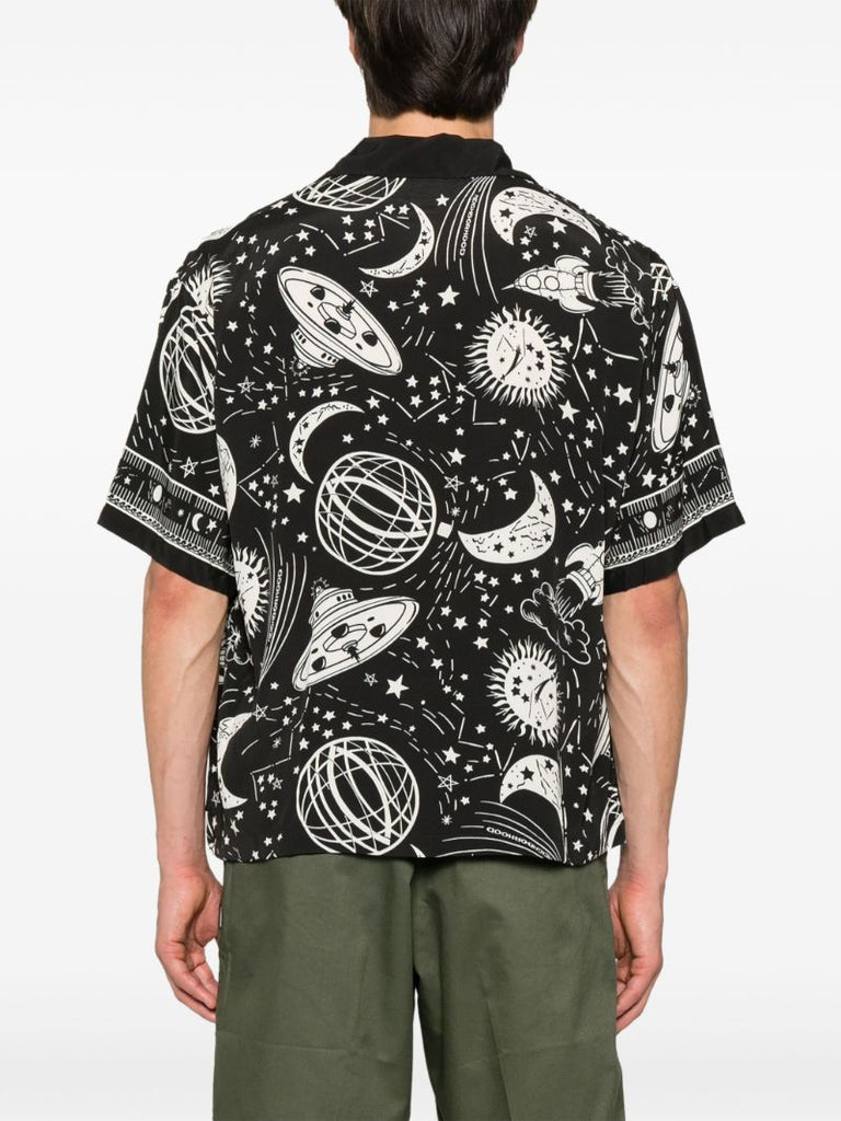 Black Cosmic-print Shirt