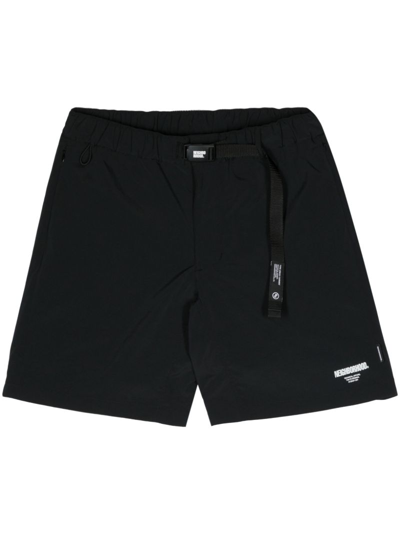 Black Multifunctional Belted Shorts
