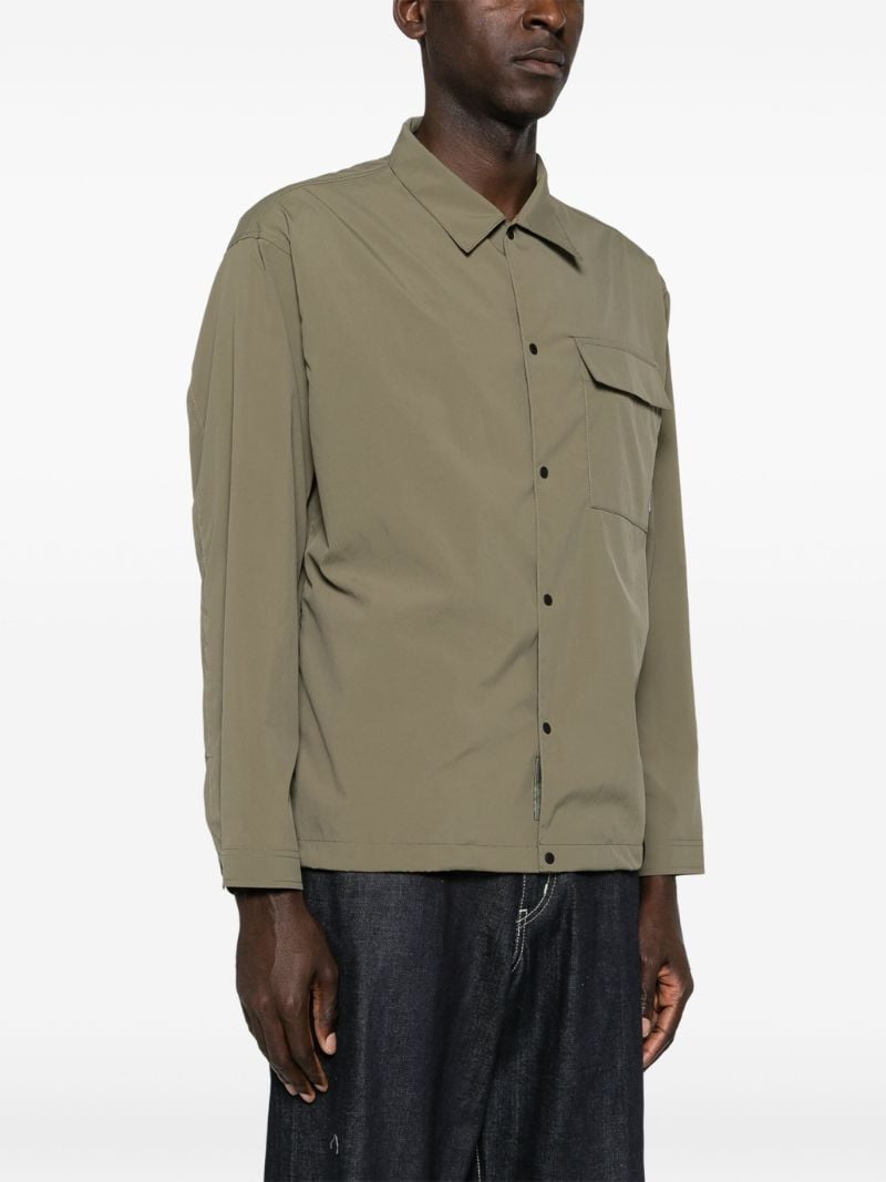 Green Long-sleeved Press-stud Shirt