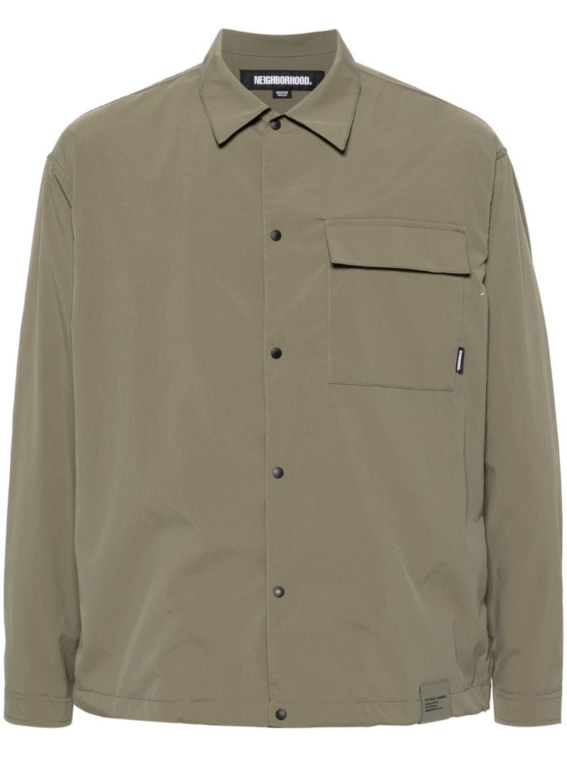 Green Long-sleeved Press-stud Shirt
