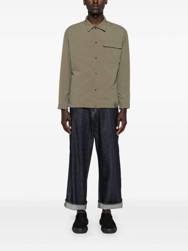 Green Long-sleeved Press-stud Shirt
