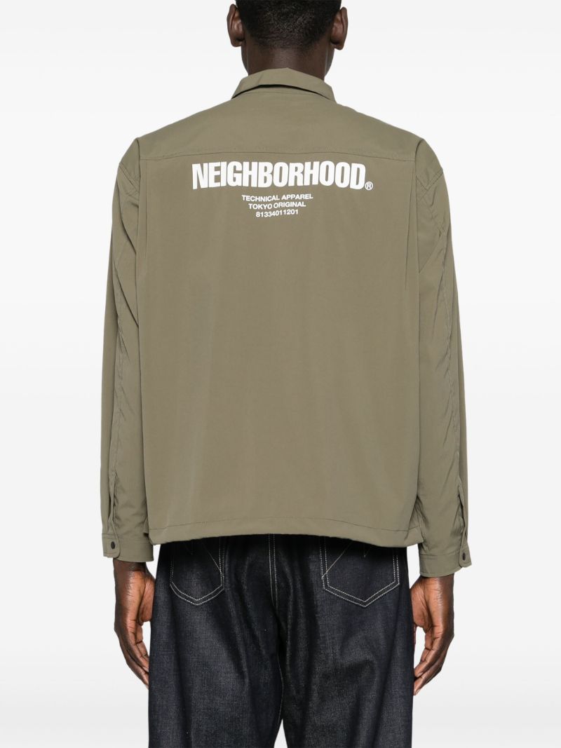 Green Long-sleeved Press-stud Shirt