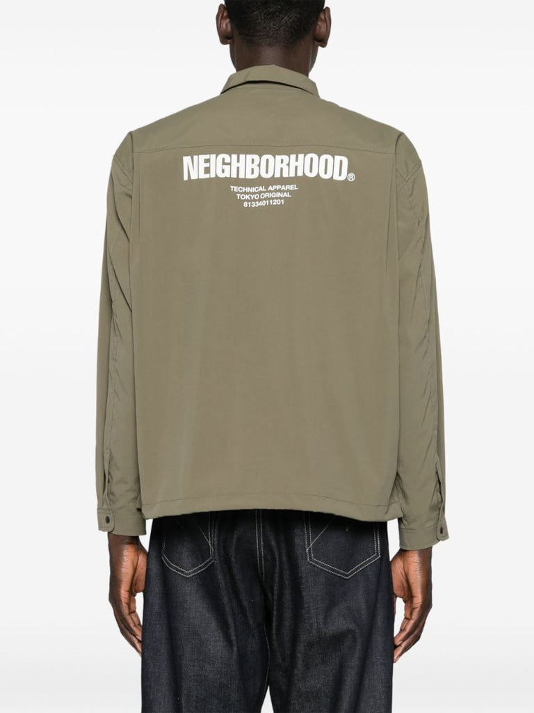 Green Long-sleeved Press-stud Shirt