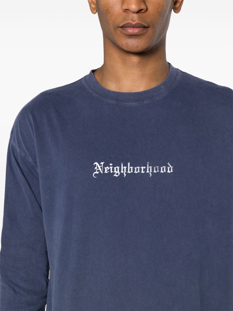 Blue Logo-print Cotton T-shirt