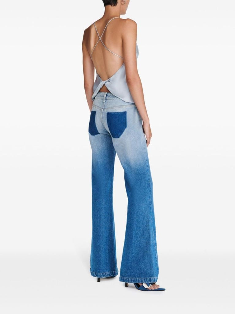 Blue Rivet Cowl-neck Top