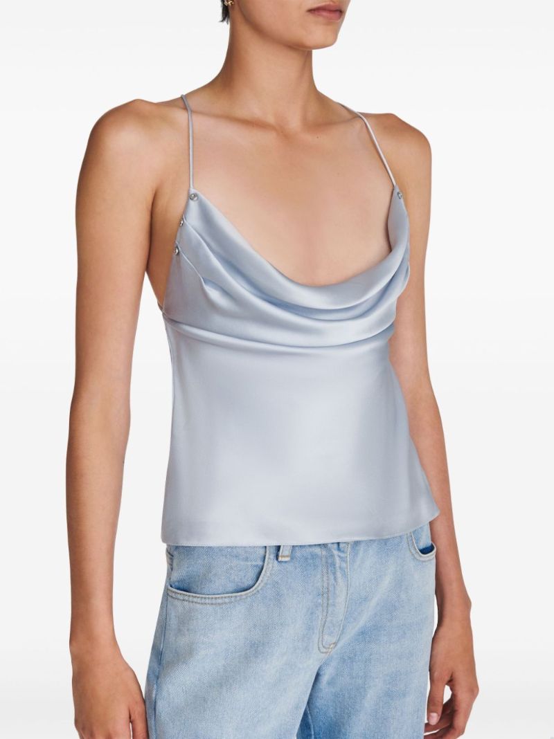 Blue Rivet Cowl-neck Top