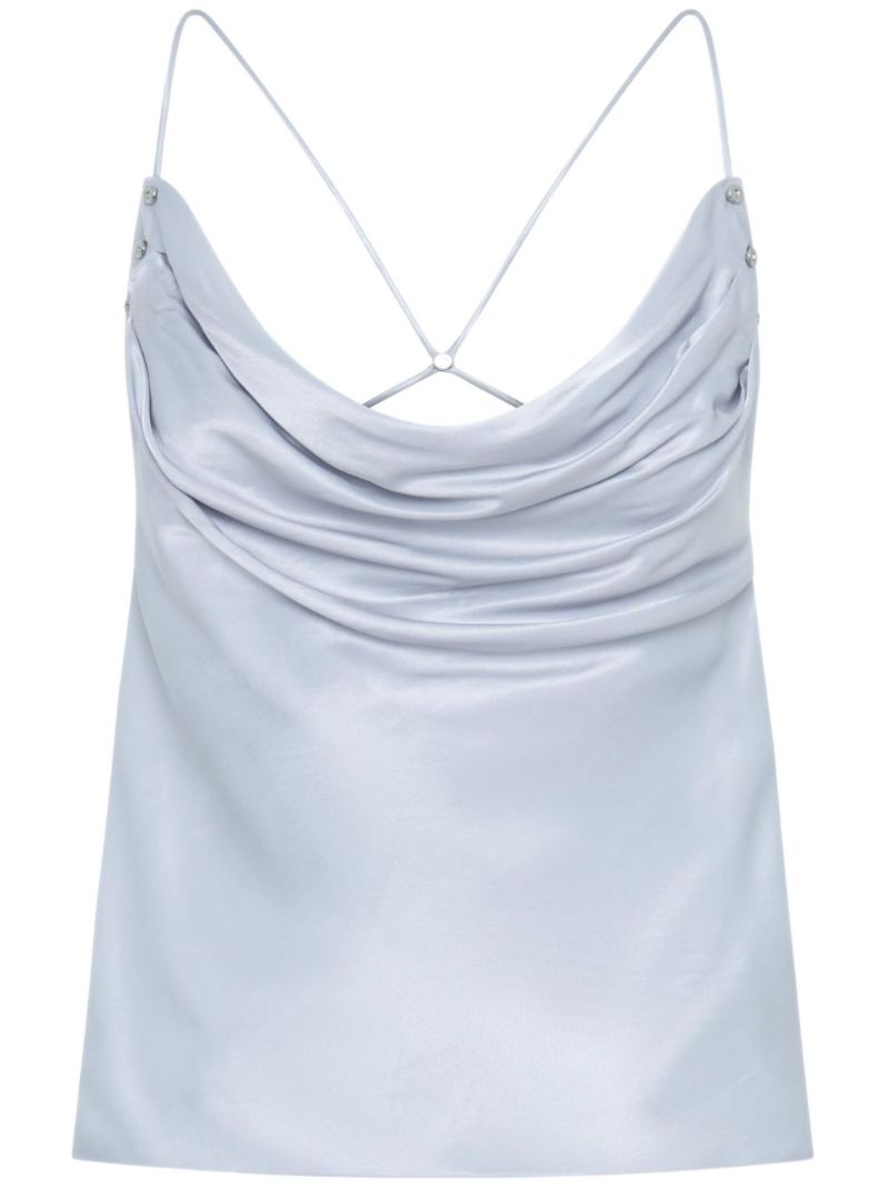 Blue Rivet Cowl-neck Top