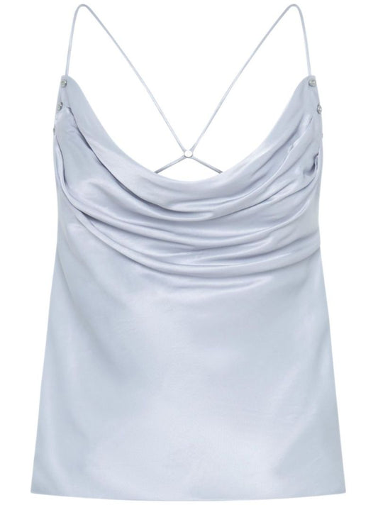 Blue Rivet Cowl-neck Top