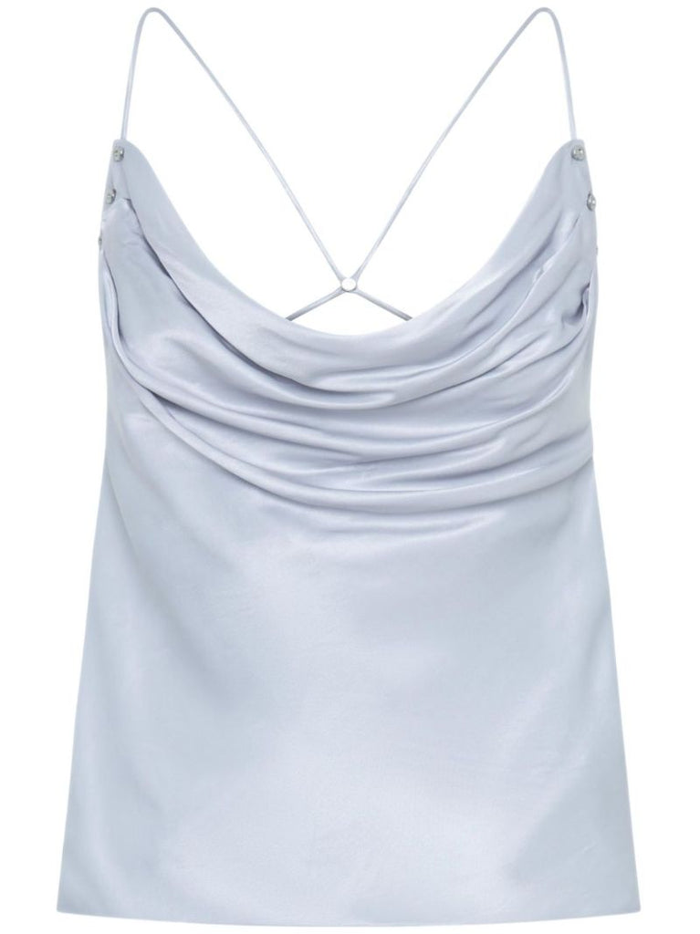Blue Rivet Cowl-neck Top