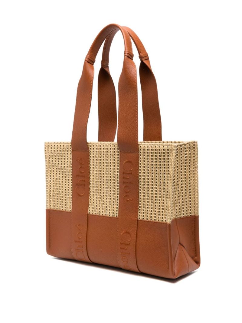 Neutral Woody Medium Raffia Tote Bag