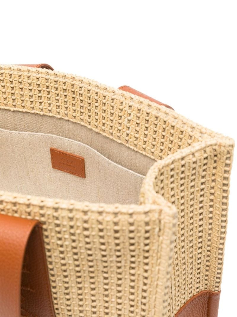 Neutral Woody Medium Raffia Tote Bag