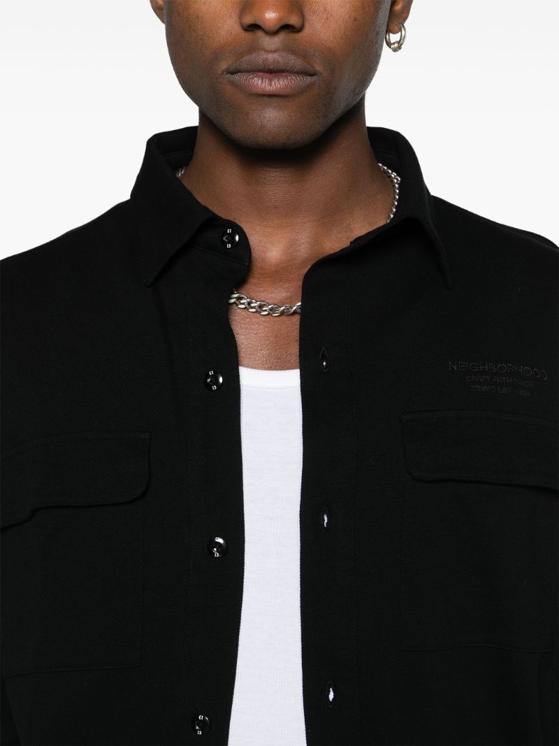 Black Cotton Shirt Jacket