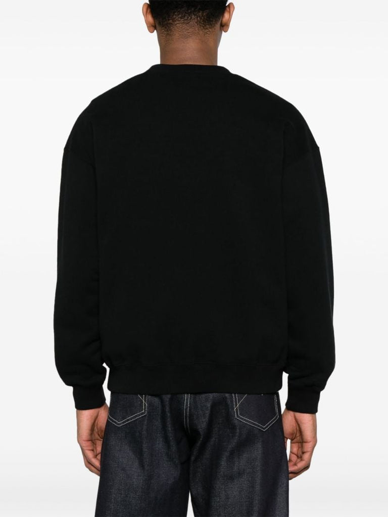 Black Logo-embroidered Cotton Sweatshirt