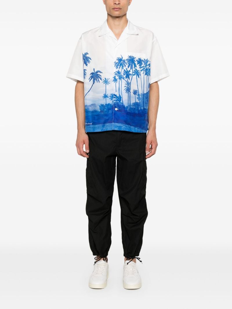 Blue Beach-print Poplin Shirt