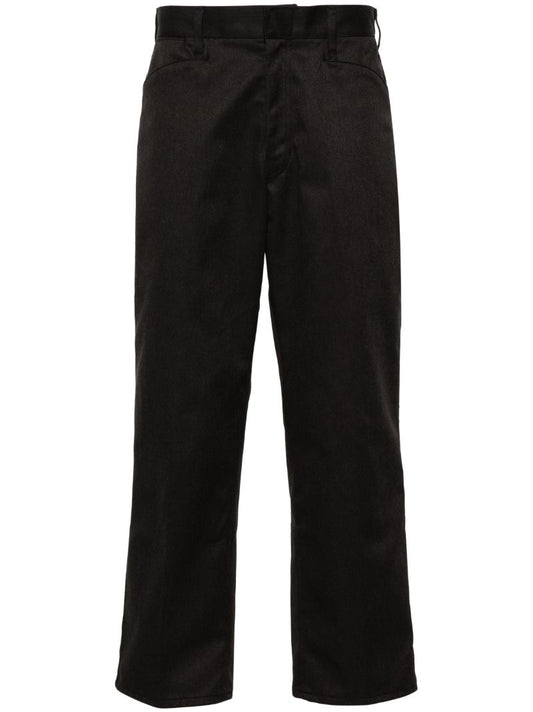 Black Mid-waist Straight Trousers