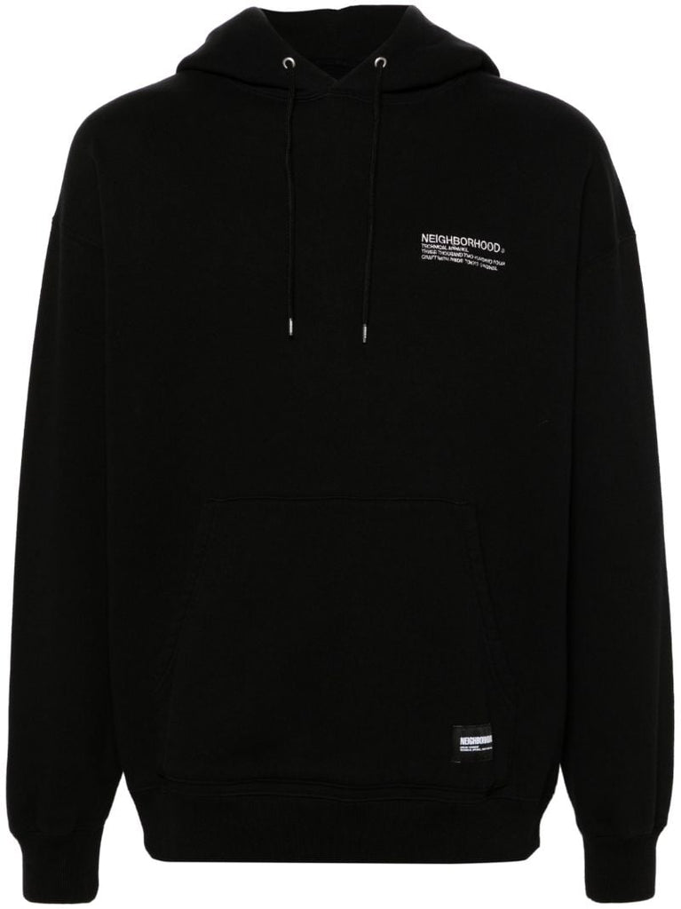 Black Logo-embroidered Cotton Hoodie
