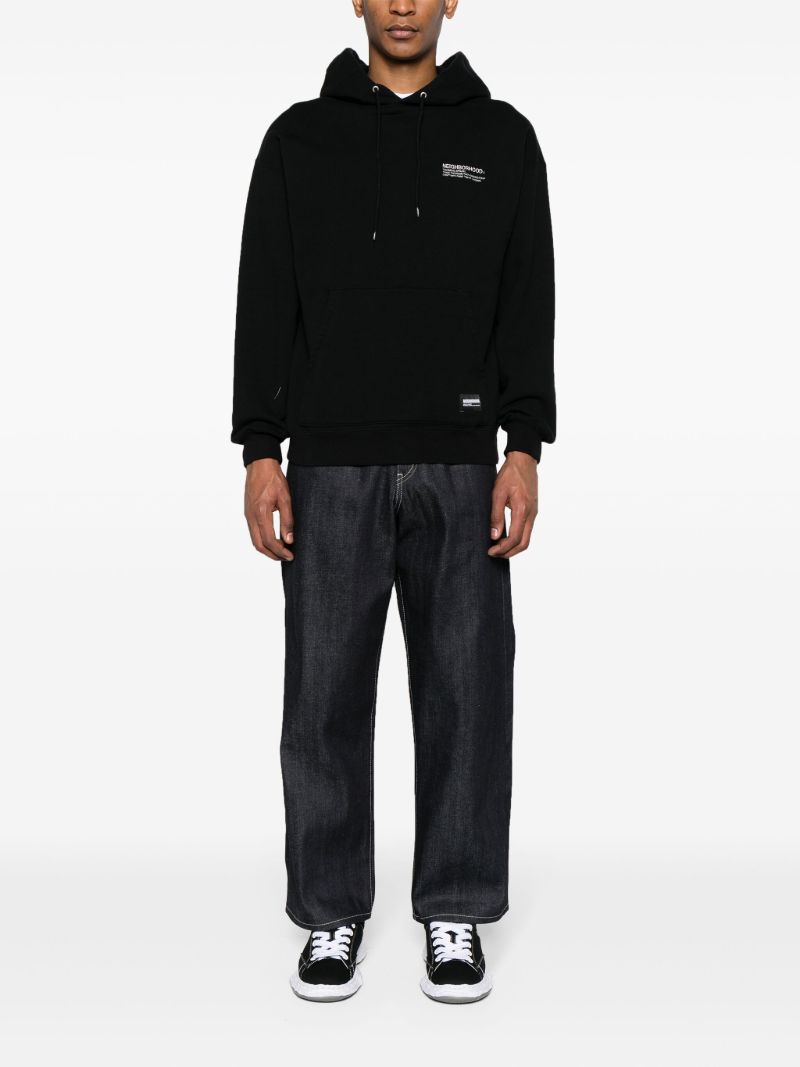 Black Logo-embroidered Cotton Hoodie