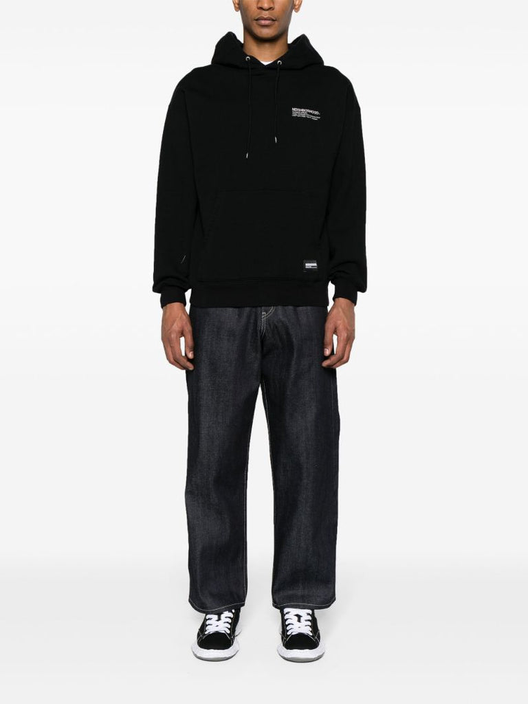 Black Logo-embroidered Cotton Hoodie