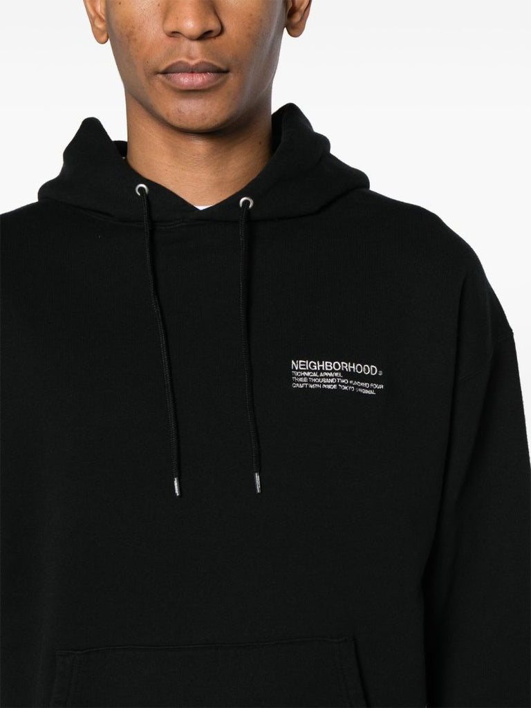 Black Logo-embroidered Cotton Hoodie