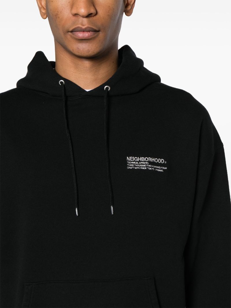 Black Logo-embroidered Cotton Hoodie