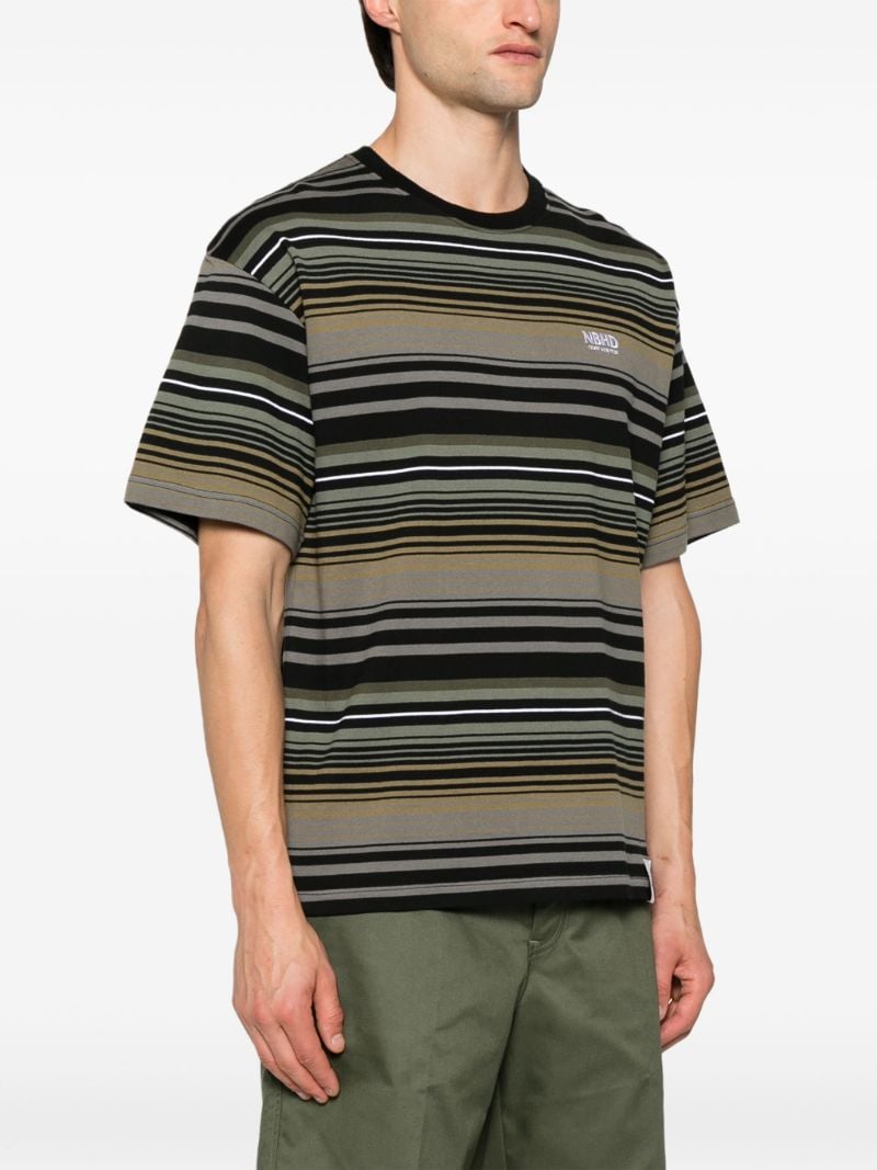 Green Border Striped Cotton T-shirt