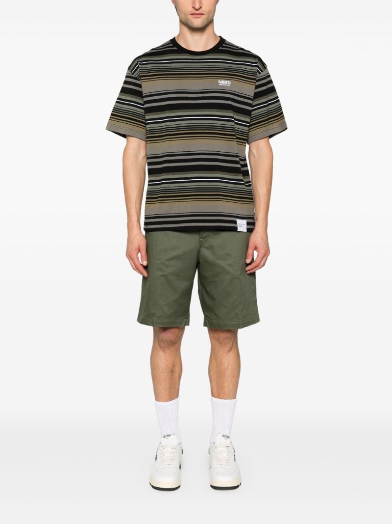 Green Border Striped Cotton T-shirt