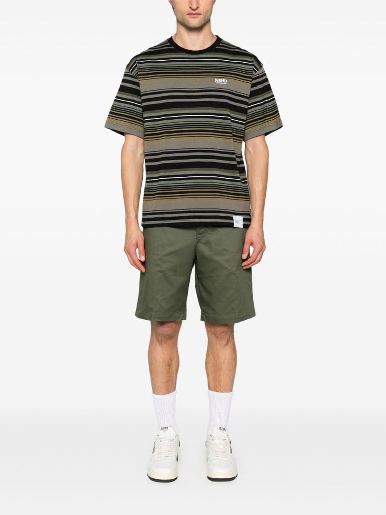 Green Border Striped Cotton T-shirt