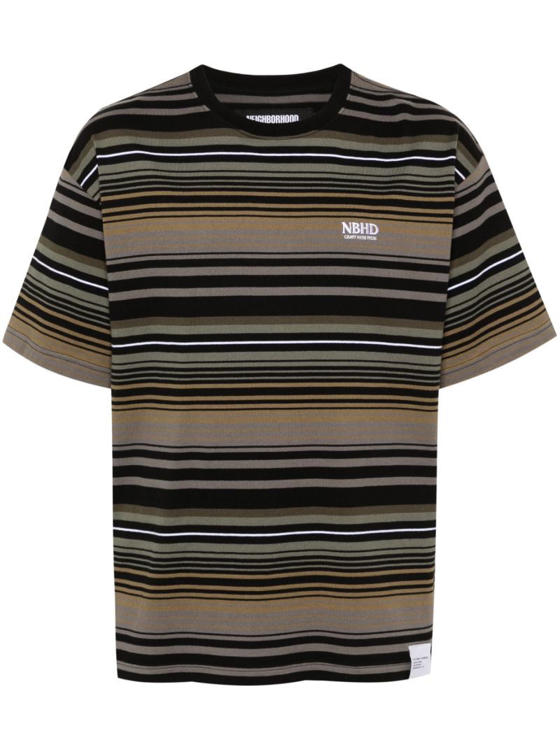 Green Border Striped Cotton T-shirt