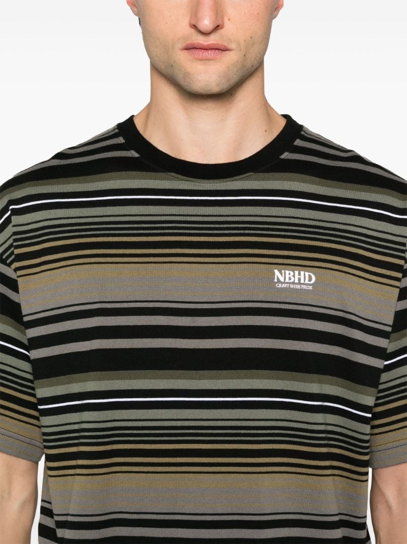 Green Border Striped Cotton T-shirt