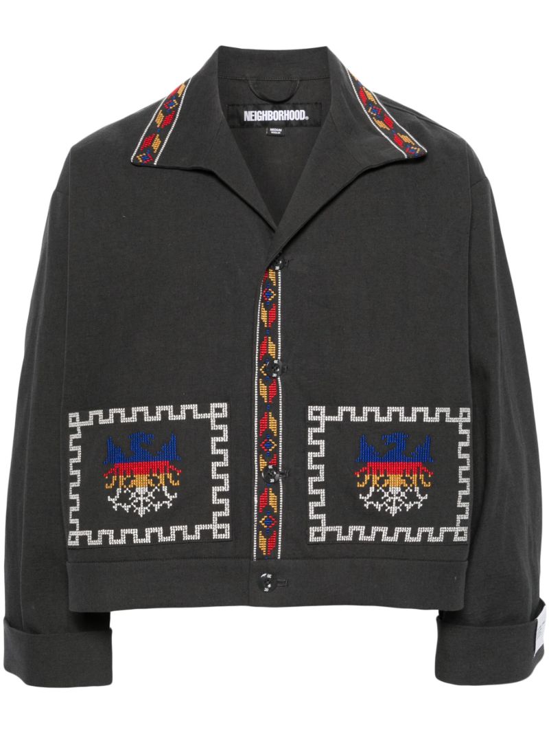 Grey Gt Embroidered Shirt Jacket