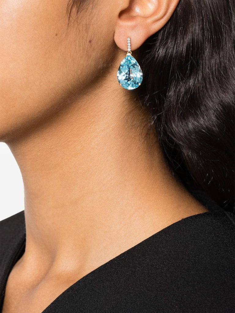 14k Yellow Gold Topaz and Diamond Earrings