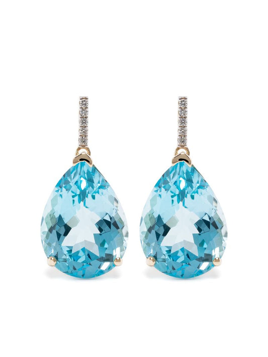 14k Yellow Gold Topaz and Diamond Earrings