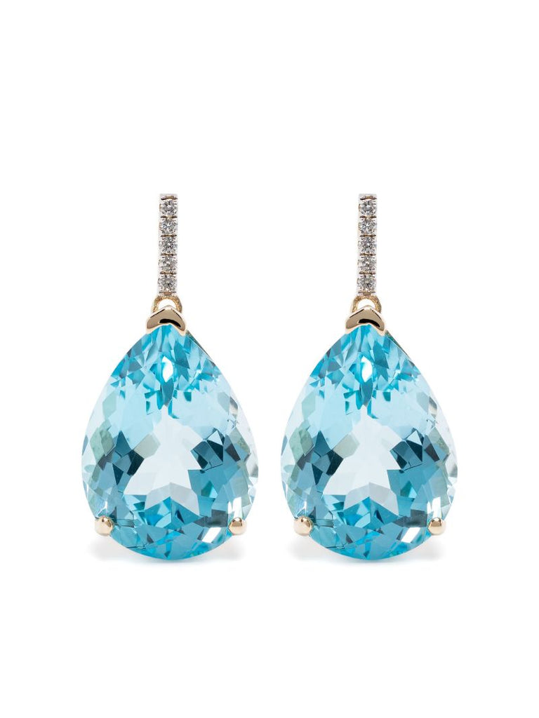 14k Yellow Gold Topaz and Diamond Earrings