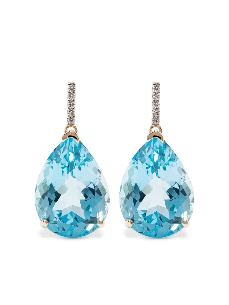 14k Yellow Gold Topaz and Diamond Earrings