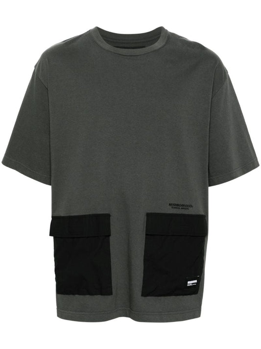 Grey Cargo-pocket Cotton T-shirt