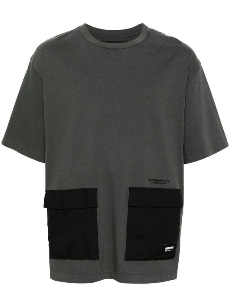 Grey Cargo-pocket Cotton T-shirt