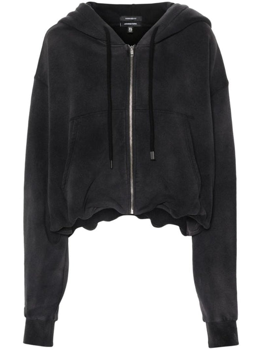Black Zip-up Cotton Hoodie