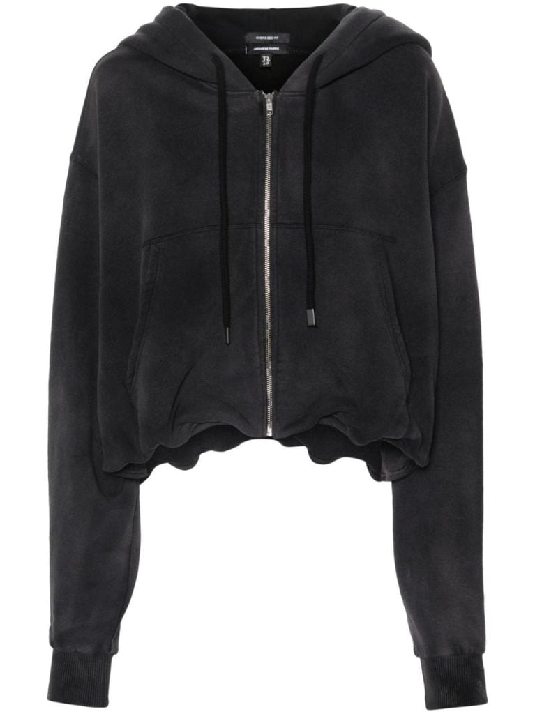 Black Zip-up Cotton Hoodie